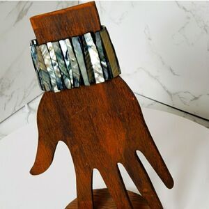 ABALONE SHELL Large Dramatic Stretch Bracelet Cuff